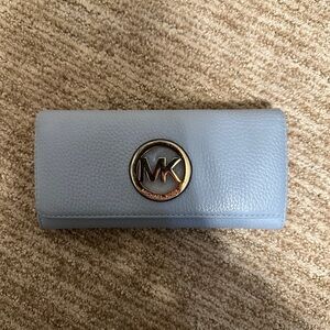 Michael Kors Sky Blue Wallet with Gold Logo